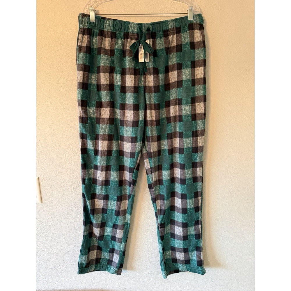 NWT Cuddl Duds Pajama Lounge Bottoms Cozy Soft MicroFleece Plaid Green Size‎ XL